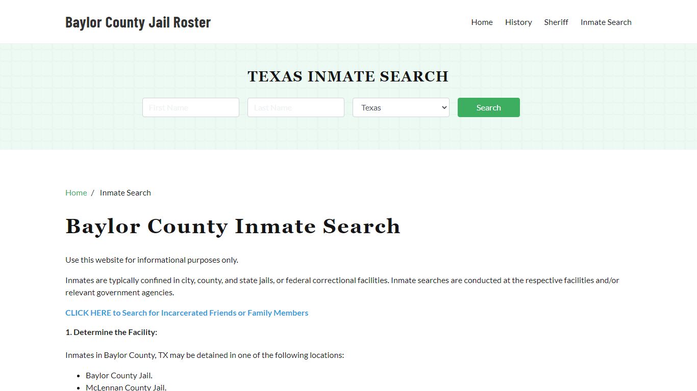 Baylor County, TX Detainee Lookup