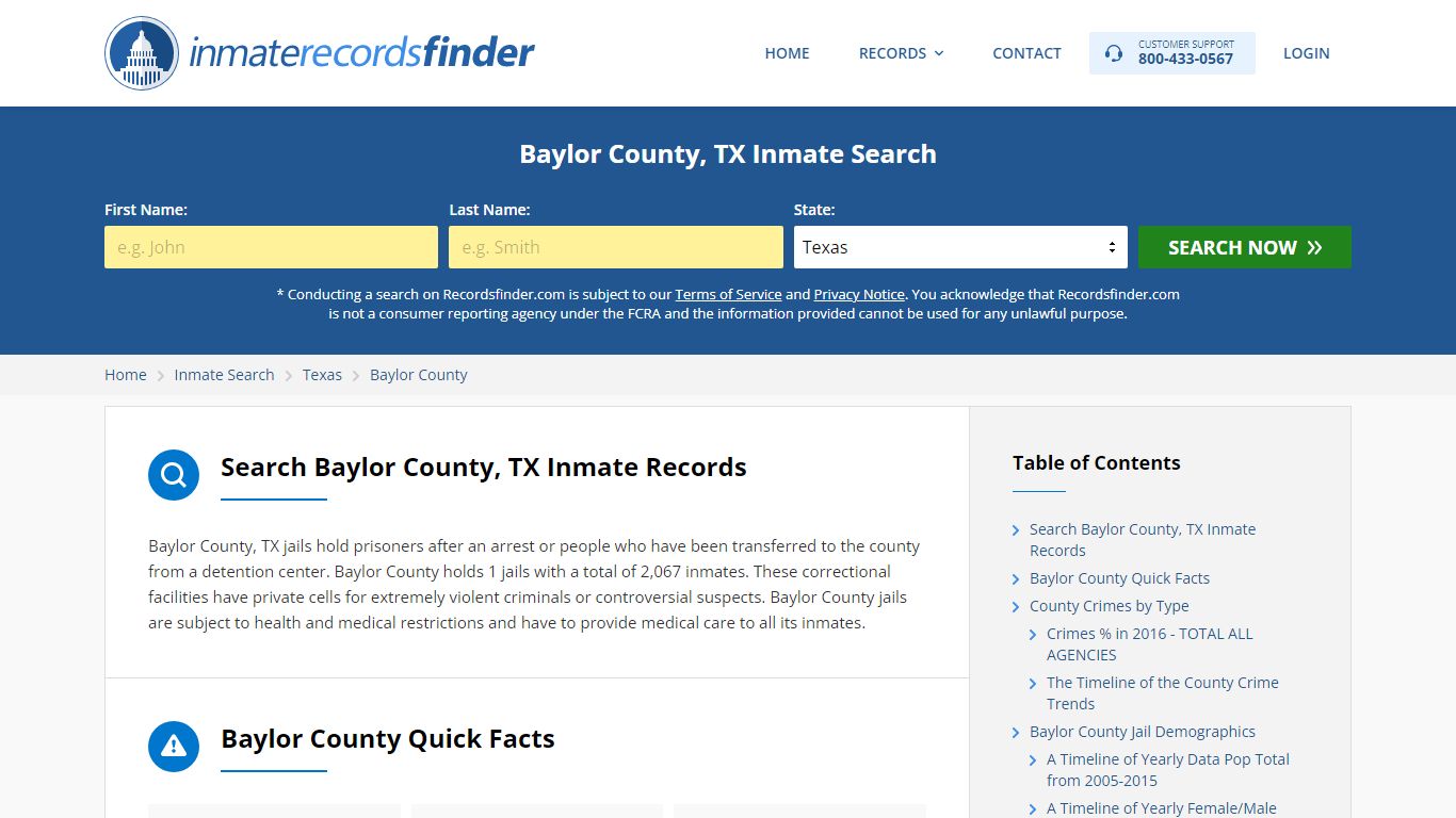 Baylor County, TX Inmate Lookup & Jail Records Online