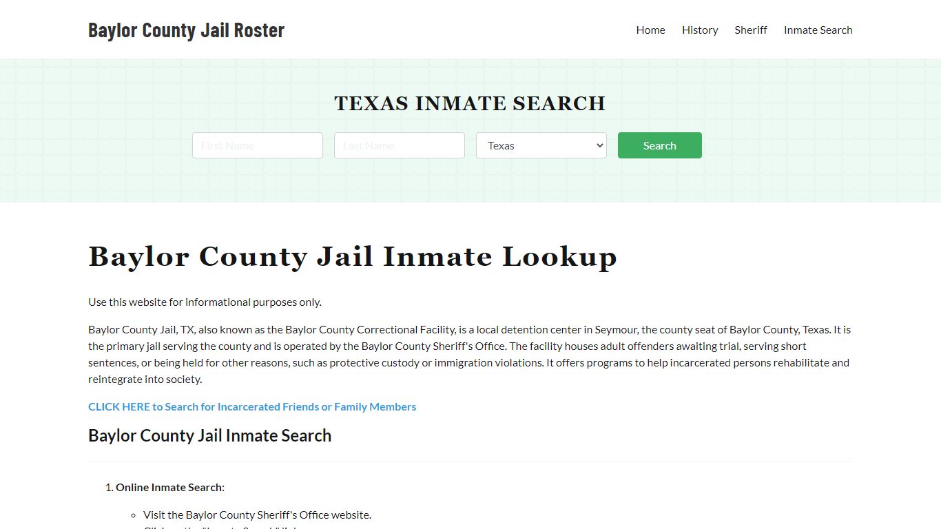 Baylor County Jail Roster Lookup, TX, Inmate Search
